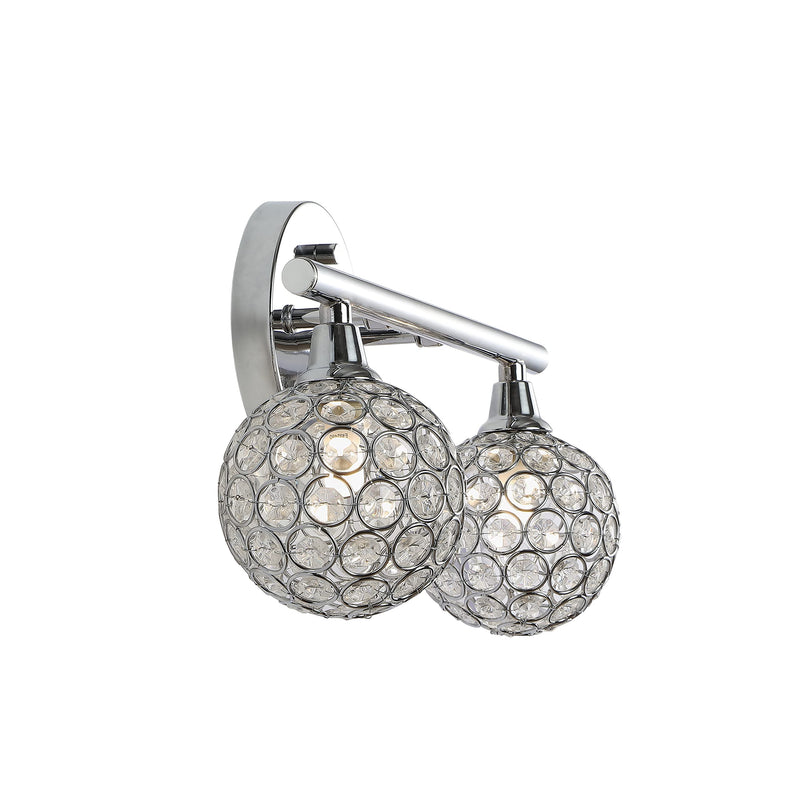 JONATHAN Y JYL7535A Maeve 13" 2-Light Iron/Glass Contemporary Glam LED Vanity Light Glam Transitional Art Deco 2700K LED 2W Bulbs Included Bathroom Hallway Living Room Bedroom Mirror Cabinet, Chrome 2 Bulb
