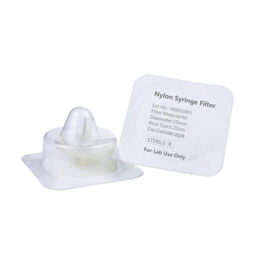 25mm 0.22um Sterile Nylon Hydrophilic Syringe Filter, 20Pcs 25mm 0.22um
