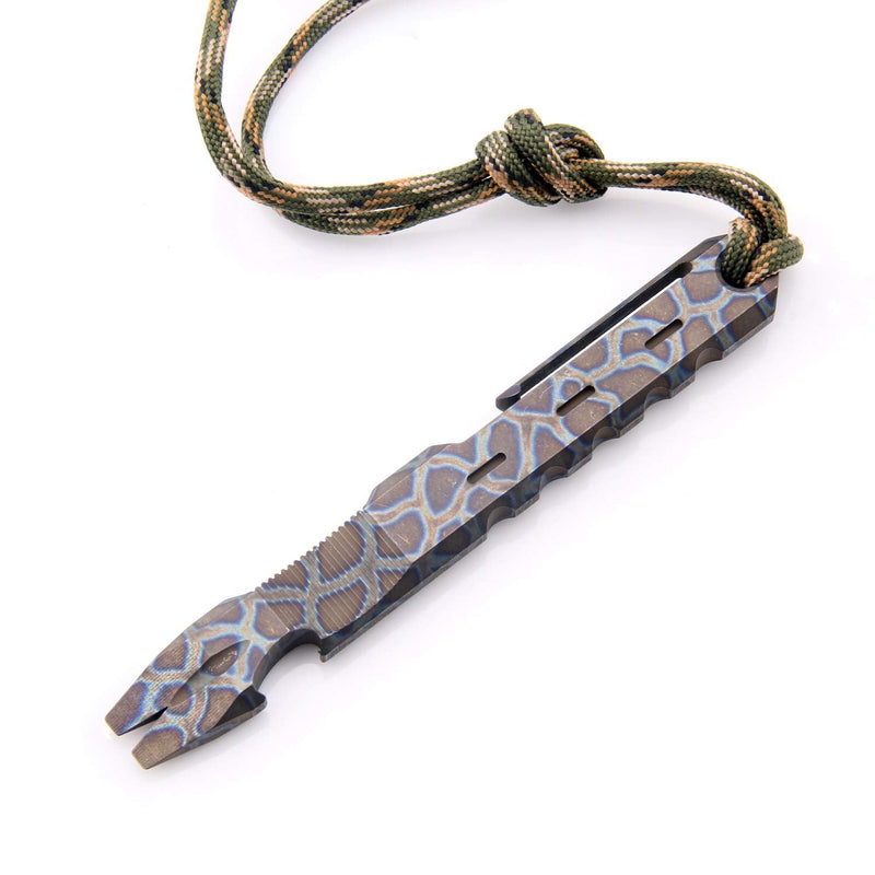 Titanium Pry Bar Crowbar Nail Puller Outdoor Survival With Pocket Clip Large Heavy Duty Lever EDC Multi-Function Tool by Hamans (Roasted blue) Roasted Blue