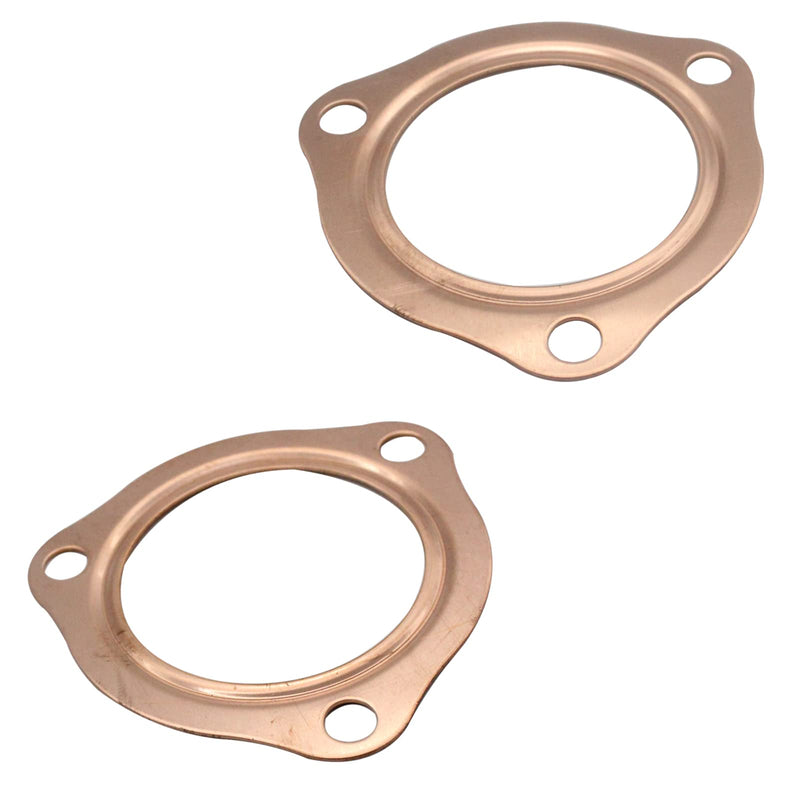 2.5 Inch Header Collector Gaskets(1 Pair) 2pcs Copper Header Exhaust Collector Gaskets 2 1/2" Exhaust Gaskets Durable Reusable for All SBC BBC 302 350 454 (3 Bolt Pattern)