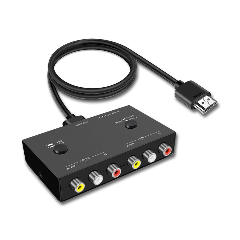 2Port RCA/AV to HDMI Converter Adapter for WII, N64, Xbox, PS1/2/3,DVD Players etc (2AV in-1 HDMI Out) 2RCA to HDMI Converter