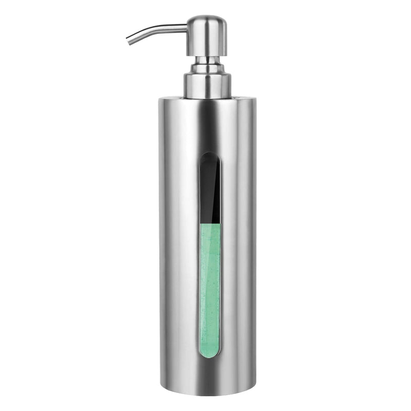 Stainless Steel Soap Dispenser, 7Oz Slim Rust Proof Liquid Soap Dispenser for Kitchen & Bathroom - Refillable Brushed Nickel Dispenser for Essential Oils and Shampoo