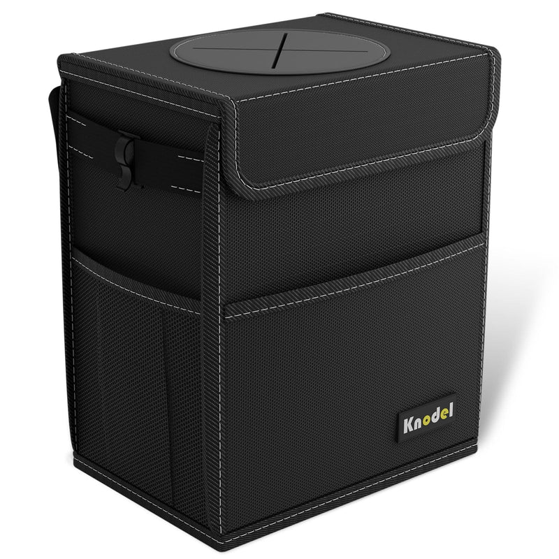 K KNODEL 2 Gallon Black Leak-Proof Waterproof Car Trash Can with Lid Medium
