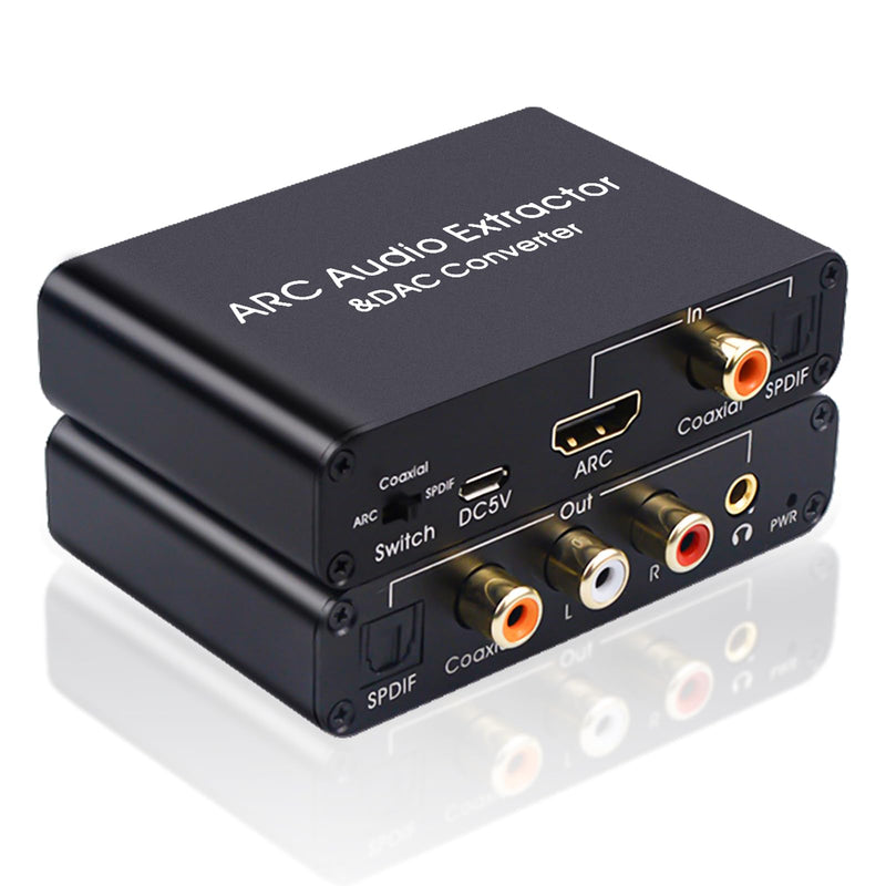 HDMI ARC to Optical Audio Adapter 192Khz DAC Digital to Analog Audio Converter, HDMI ARC Input to Optical/SPDIF Coaxial Stereo L/R 3.5mm Jack Out for HDTV Soundbar HDMI ARC Adapter 1
