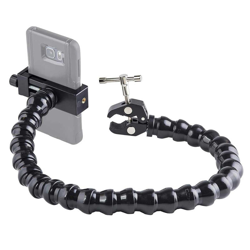 MOGO ModularHose Assistive Technology Phone Holder with Compact Mini Clamp, Mounts to Round Tubes up to 1.5" Diameter, 24 Inch Arm 24 Inch (Pack of 1)