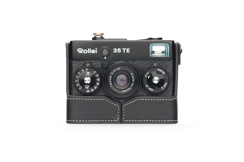 Rollei 35/35S/35T/35TE/35SE Case, BolinUS Handmade Genuine Real Leather Half Camera Case Bag Cover for Rollei 35/35S/35T/35TE/35SE Camera with Hand Strap (Black) Black
