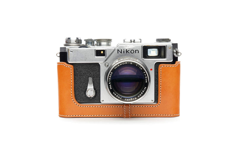 S3 Film Camera Case, Handmade Genuine Real Leather Half Camera Case Bag Cover for Nikon S3 Film Camera With Hand Strap (Yellow) Yellow