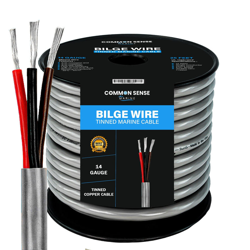 14 Gauge 3 Conductor Triplex Marine Grade Wire - 18 ft Tinned Copper Oxygen-Free Insulated - PVC for Boat, Automotive, Speakers, Camper & Trailers 18 Feet (Coiled)