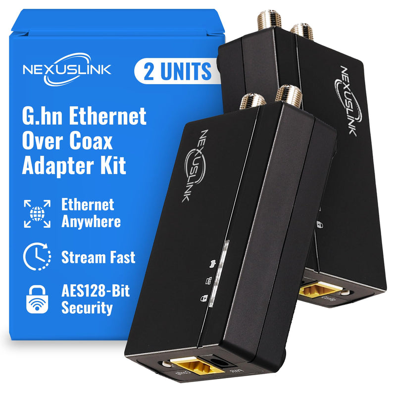 G.hn Ethernet Over Coax Adapter Kit - 1.2Gbps Network for Unused/Dark Coax - Secure Wired Connection for Gaming & Streaming - Easy Setup - Not for Cable TV/Internet - 2 Units (GCA-1200-KIT)