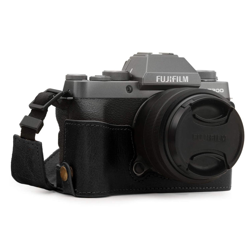 MegaGear Ever Ready Genuine Leather Camera Half Case compatible with Fujifilm X-T200 One size Black