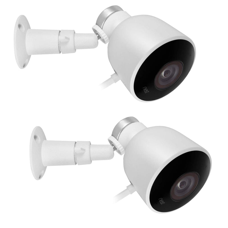 HOLACA Compatible for Nest Cam Wall Mount Versatile Aluminum Bracket Compatible for Nest Cam Outdoor Security Camera (White-Aluminum,2 Pack) 2PACK White