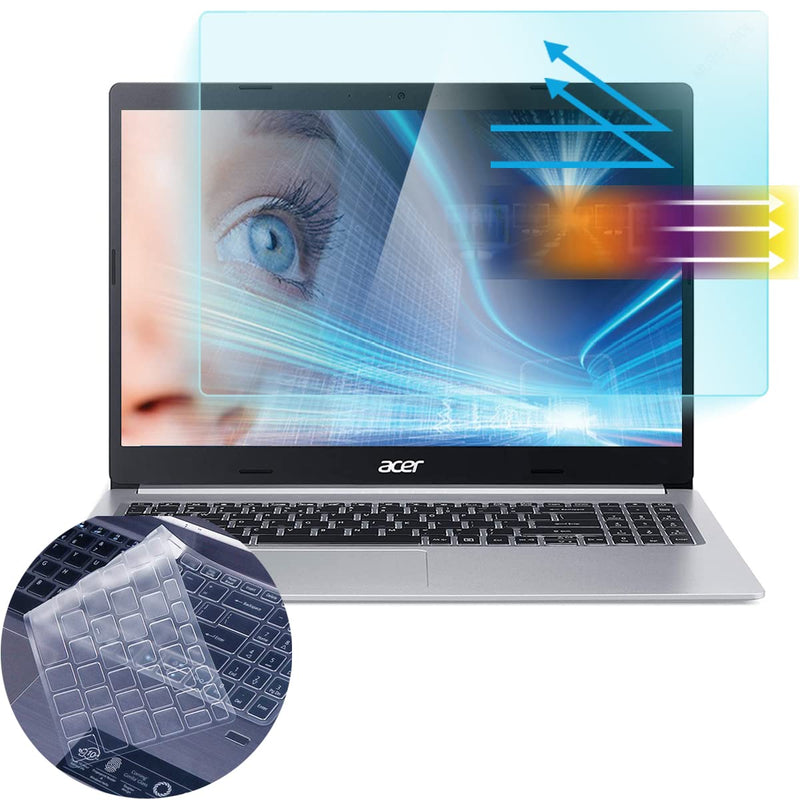 Anti Blue Light Screen Protector for 15.6" Acer Aspire 5 Laptop A515-43 A515-54 A515-55 A515-56 /Acer Aspire 3 A315-54/55/56/57/58 Eye Protection Screen Filter & Keyboard Cover, Reduce Fingerprint Acer Aspire 5 A515-54~56