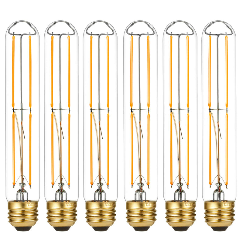 LiteHistory Dimmable E26 Light Bulb 6W Equal 60 watt led Light Bulb AC120V Warm White 2700K Edison 60 Watt 600LM T10 Bulb for Rustic Pendant,Industrial Pipe,Wall sconces,Vanity 6Pack 6w=60w Warm White 2700k 7.3 Inch(6 count)