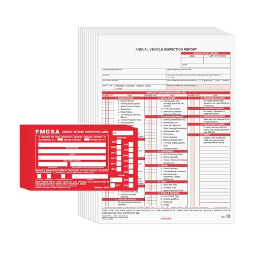 J. J. Keller Annual Vehicle Inspection Report Form and Label, 10 Pack 10-pack