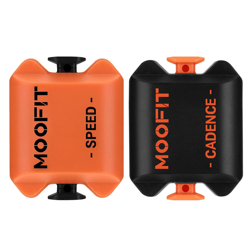 moofit Cadence Speed Sensor, Bluetooth & ANT+ Wireless RPM Cycling Spin Bike Cadence Sensor for Wahoo/Coosporide/Rouvy/Peloton, IP67 Waterproof, Orange Speed and Cadence Sensor
