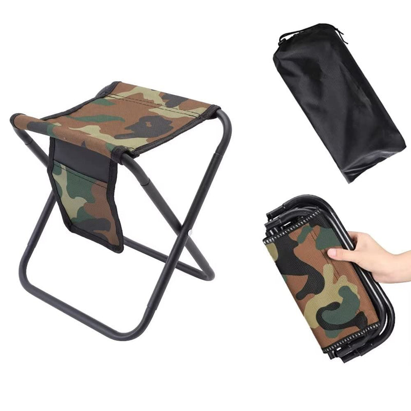 Mini Portable Folding Stool, Camping Fishing Stool for Adults Fishing Hiking Gardening and Beach with Carry Bag, Hold Up to 450lbs(Camouflage) 10.6"D x 10.6"W x 11"H