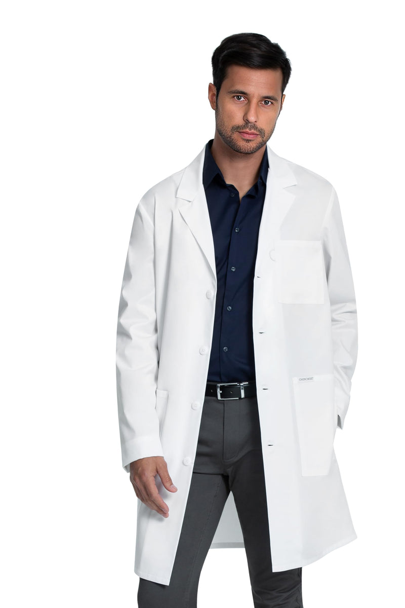 Cherokee Lab Coat for Men or Women with 3 Pockets and Center back length 38" CK460 Standard Size 38" Large White