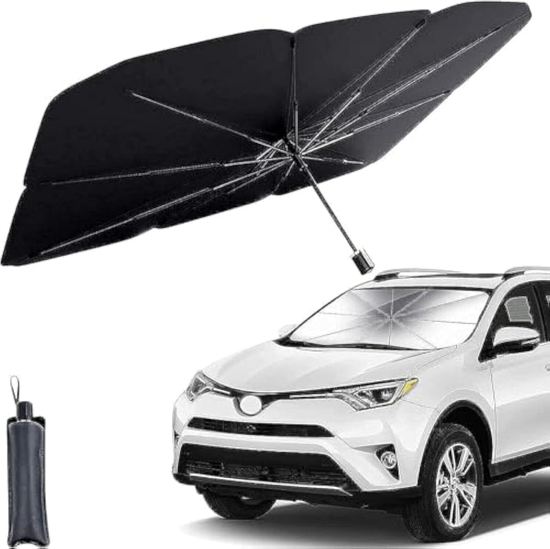 helloleiboo Car Windshield Sun Shade UV Rays and Heat Sun Visor Protector Foldable Reflector Umbrella brella Shield 57 * 31 inches