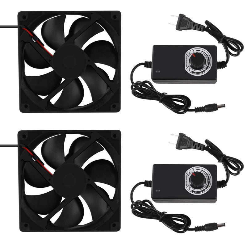 2PCS Blower Cooling Fan 120x25mm 110V 220V AC Powered Cooling Fan Dual-Ball Bearings 3 to 12V Speed Controller Fan for Receiver DVR Compatible with PlayStation Xbox Component