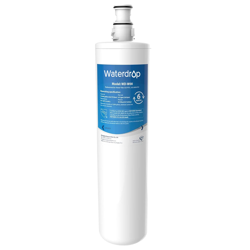 Waterdrop 3US-MAX-F01 3US-PF01 Maximum Under Sink Water Filter, Replacement for Filtrete® Advanced 3US-PF01, 3US-MAX-F01, 3US-PS01, 3US-MAX-S01, Manitowoc K-00337, K-00338, NSF/ANSI 42 Certified