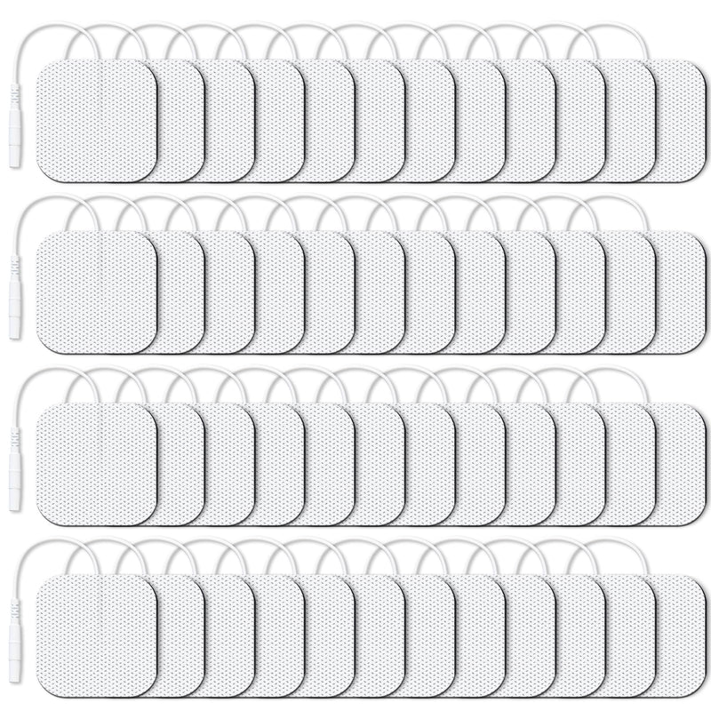 AUVON TENS Unit Electrode Pads 2"x2" 48 Pcs Value Pack, Reusable Latex-Free TENS Unit Pads with Upgraded Self-Adhesion, Non-Irritating Replacement Pads Compatible with TENS 7000, Etekcity, Nicwell A White