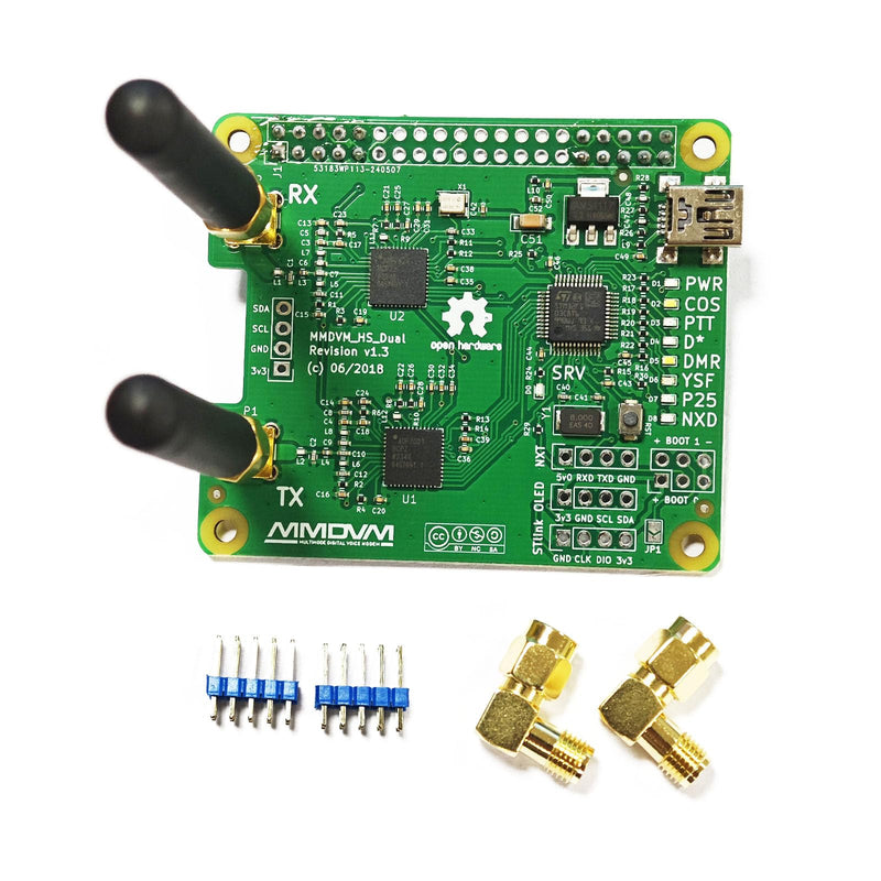 AURSINC MMDVM Duplex Hotspot Module Dual Hat V1.5.2 Support P25 DMR YSF NXDN DMR Slot 1 + Slot 2 for Raspberry Pi, Pi Zero with USB Port (Without OLED) Without OLED