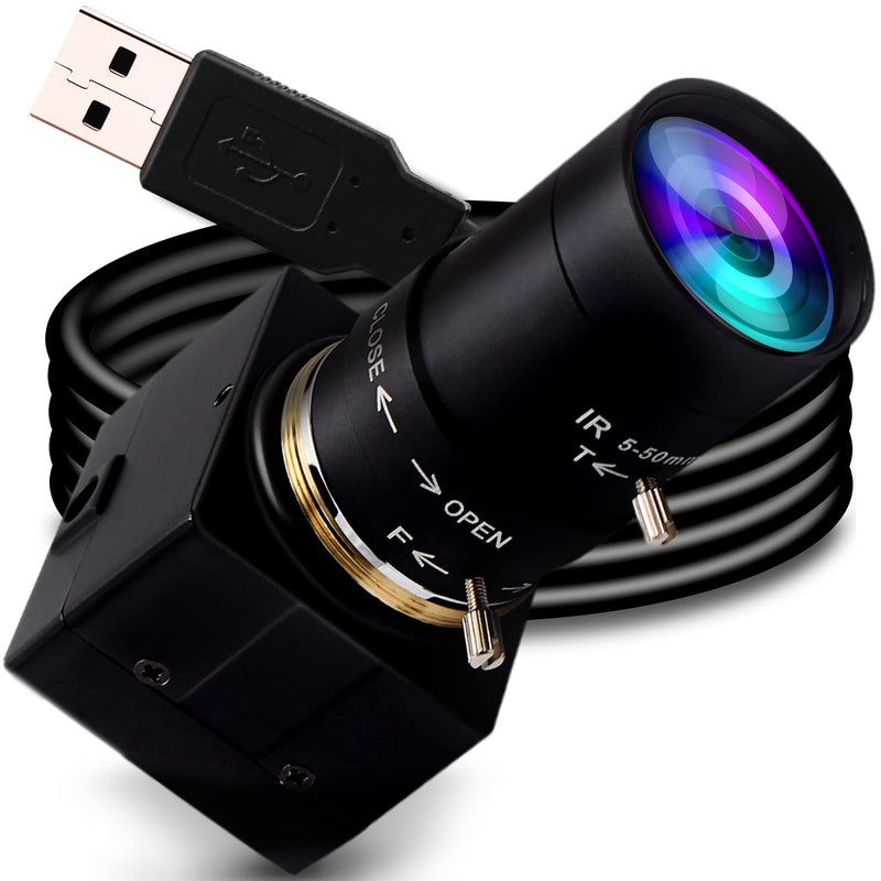 8MP USB Camera Manual Zoom 4K Webcam 5-50mm Variable Focus PC Camera for Computer Mini UVC USB2.0 Web Camera IMX317 Varifocal USB with Camera Industrial Video Close-up Camera for Laptop Android Mac 8MP 5-50mm Varifocal Camera