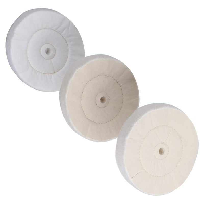 Buffing Polishing Wheel 3-Step Fine Cotton (60 Ply) / Soft Flannel (40 Ply) / High-Grade Cloth (90 Ply) 3/4" Arbor Hole for Wood Lathe Buffing System– 3Pack