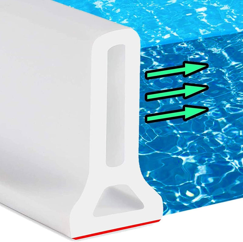 Hi-Na 3ft/5ft/6ft/8ft/10ft Collapsible Shower Threshold Water Dam Water Barrier for Shower and Water Stopper Keeps Water Inside Water Threshold for Wet and Dry Separation (5ft, White) 5ft