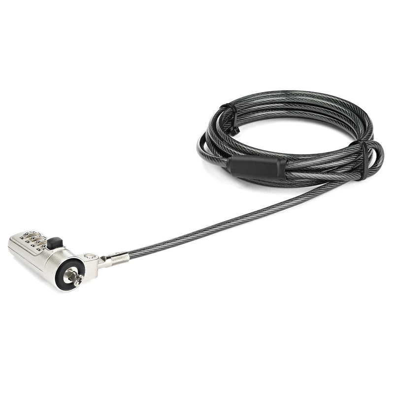 StarTech 6.6ft (2m) Laptop Cable Lock, Portable, TAA | 4-Digit Combination Laptop/Desktop Security Cable Lock for Wedge Slot Computers, Anti-Theft Vinyl-Coated Steel Combo Nobel Wedge Resettable Combination