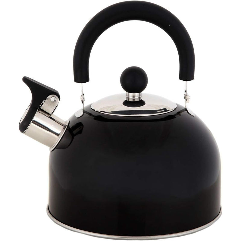 Lily's Home 2 Quart Stainless Steel Whistling Tea Kettle, the Perfect Stovetop Tea and Water Boilers for Your Home, Dorm, Condo or Apartment. (Black) Black(2 Quarts)