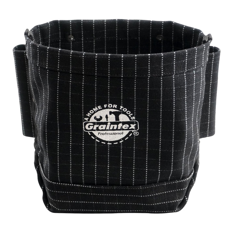 Graintex Nut & Bolt Bag, Heavy Duty Canvas Tool Bag, Tool Belt, Bull Pein Loops, Tradesman, Ironworker, Ideal Bolt Bags for Construction Professionals, Multipurpose Use, DIYers Black