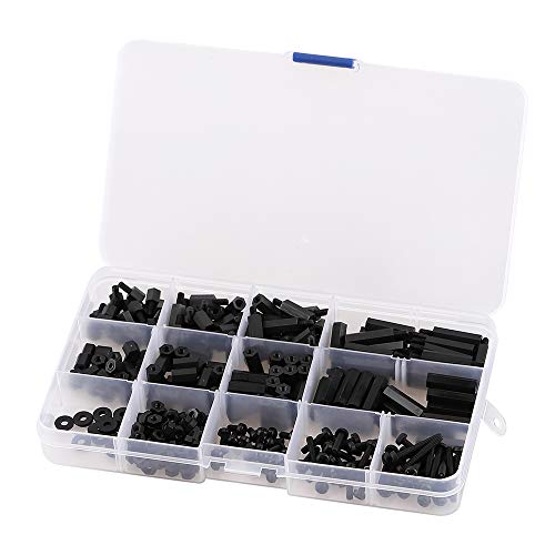 320pcs M3 Black Nylon Screw and Nut Combination Box Screw Nut