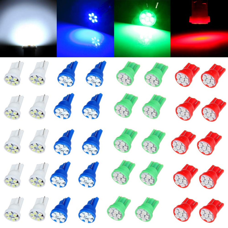 cciyu T10 Instrument 194 168 LED Bulbs Multi-color Dash Light Instrument Panel Gauge Cluster light Replacement Dashboard Light,40Pack