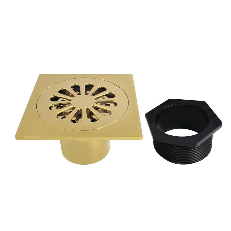 Kingston Brass BSF4161BB Watercourse Sunburst 4" Square Grid Shower Drain, Brushed Brass