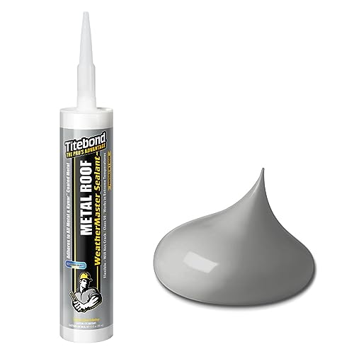 Titebond WeatherMaster Metal Roof Sealant, Silver – Premium Polymer Caulk for Aluminum, Copper, Galvanized Steel & Coated Metals, UV-Resistant – 62611, 9.5 Oz. Cartridge