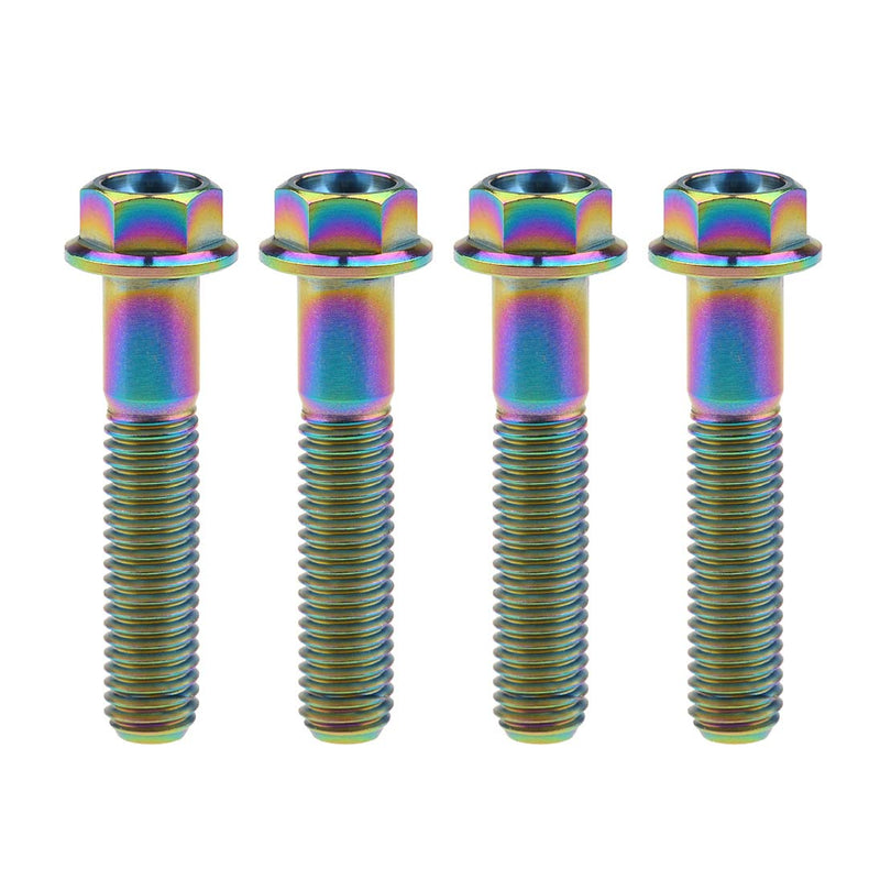 Titanium Hex Small Flange Head Bolt M8 15 20 25 30 35 40 45 50 55 60 65mm x1.25mm for Motorcycle Car Modification Pack of 4 (M8x40mm, Rainbow) M8x40mm