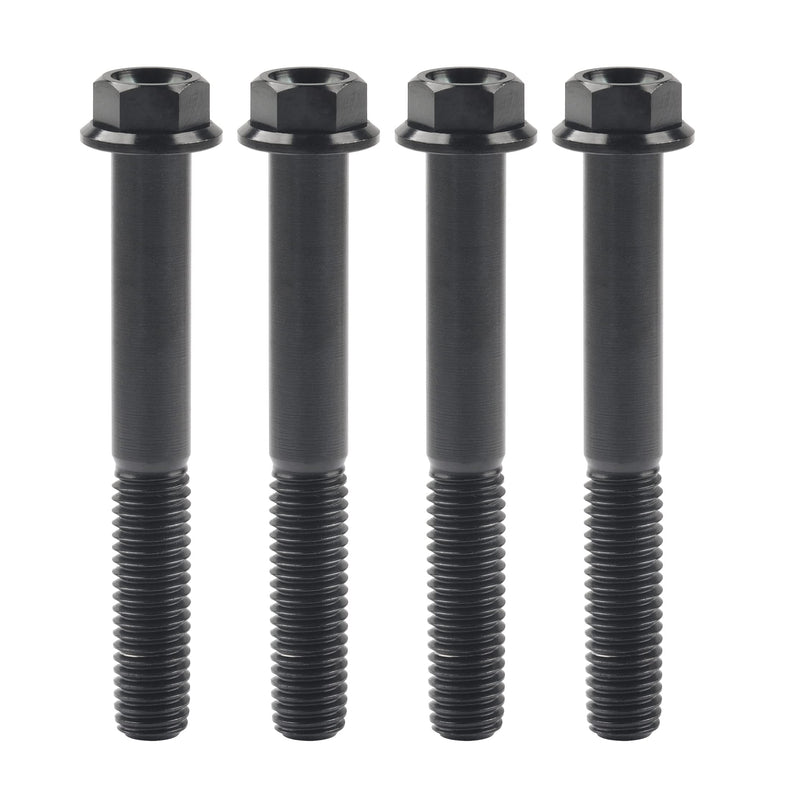 Titanium Hex Small Flange Head Bolt M8 15 20 25 30 35 40 45 50 55 60 65mm x1.25mm for Motorcycle Car Modification Pack of 4 (M8x60mm, Black) M8x60mm