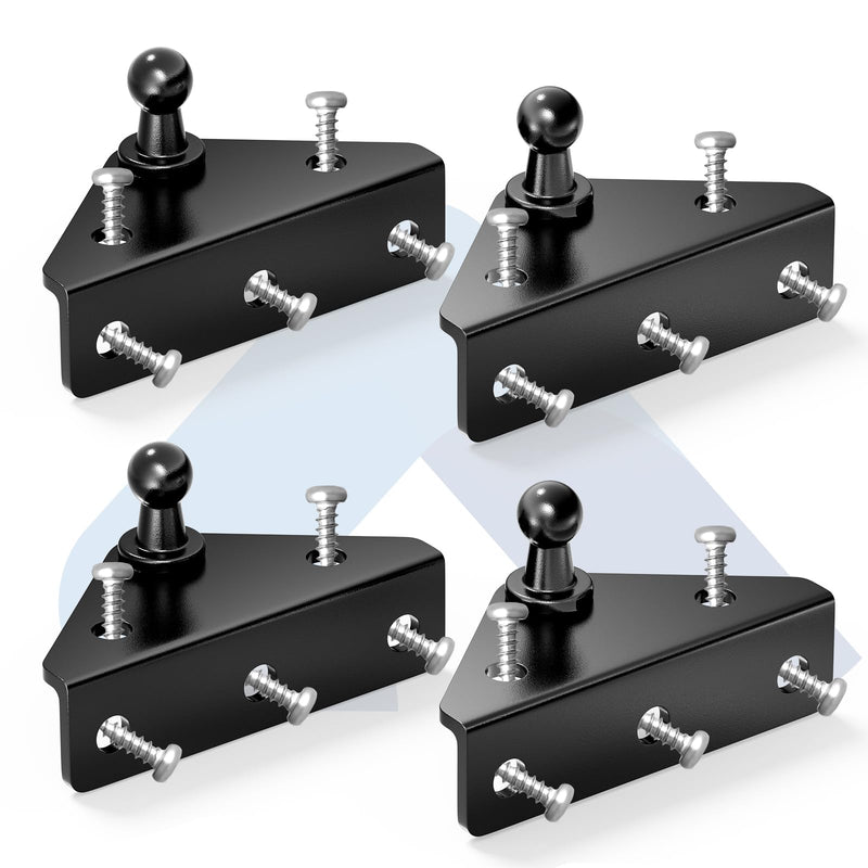 ARANA 10MM Ball Stud Mounting Bracket, 4PCS Universal Gas Strut Mounts for RV Door Lift Supports Shocks Spring with 20 Screws, Black (Only Fits 10mm Ball Head) 10MM-BN009