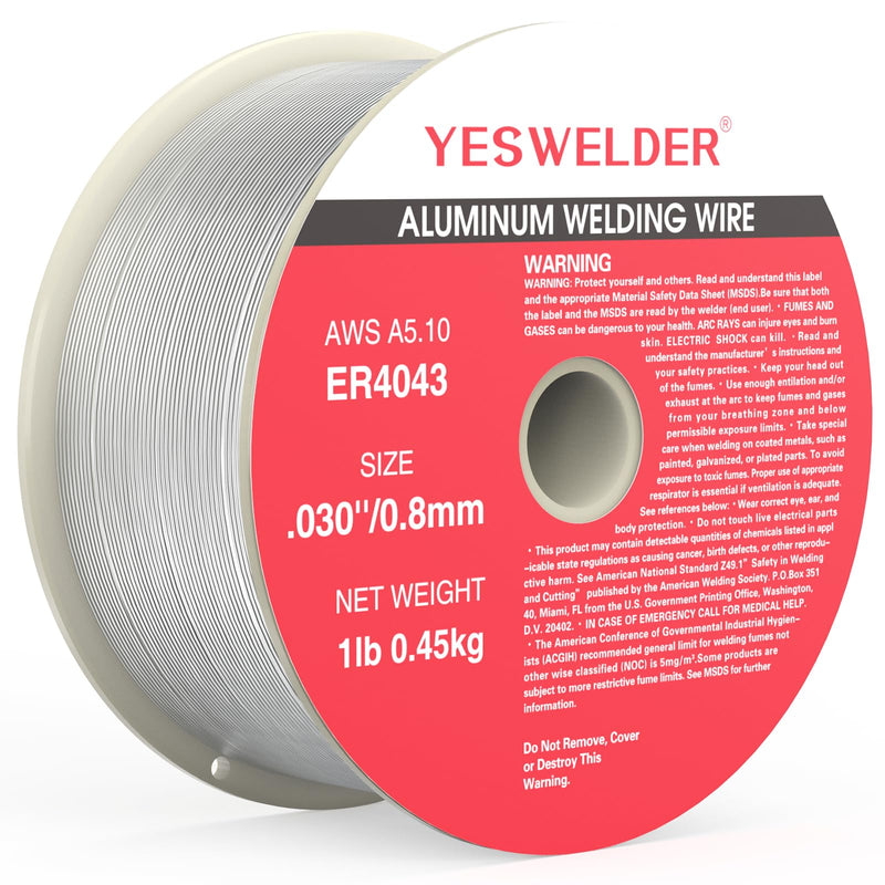 YESWELDER Silicon Aluminum Welding Wire, ER4043 .030-Inch Diameter 1-Pound, Strong ABS Plastic Spool MIG Wire 0.030-inch 1LB