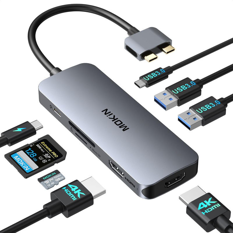 Docking Station for MacBook Pro Air,MOKiN USBC Docking Station Dual Monitor | Dual HDMI Adapter Hub for Mac MacBook Pro with 2*HDMI(4K@60Hz),3*USB 3.0,Card Reader,100W PD USB C Port Mac Docking Station 8-IN-2 MacBook Docking Station