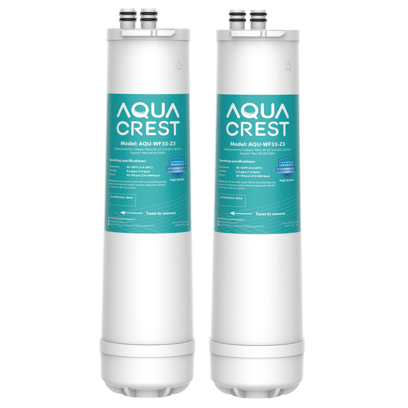 AQUA CREST RC EZ 3 Water Filter, Replacement for Culligan ®RC-EZ-3, US-EZ-3, RC-EZ-1, Brita® USF-201, USF-202, DuPont® Carbon 3000QT Filter, 2K Gallons, 2 Pack