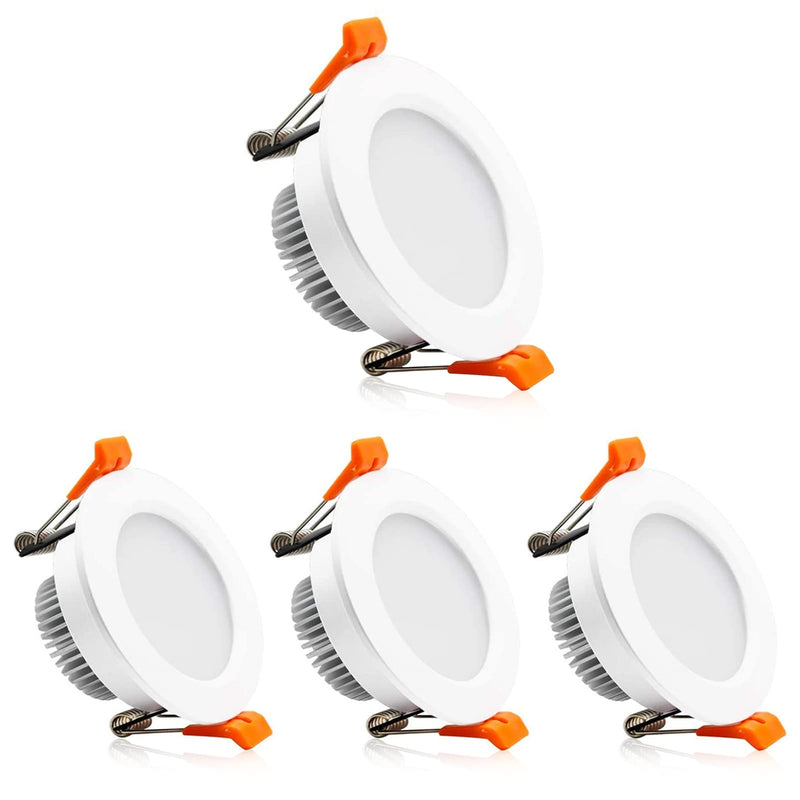 2 Inch LED Downlight, Recessed Lighting Dimmable Ceiling Light, 3W, 5500K Daylight White, CRI80 with LED Driver(35W Halogen Equivalent), 4 Pack White/4 Pack