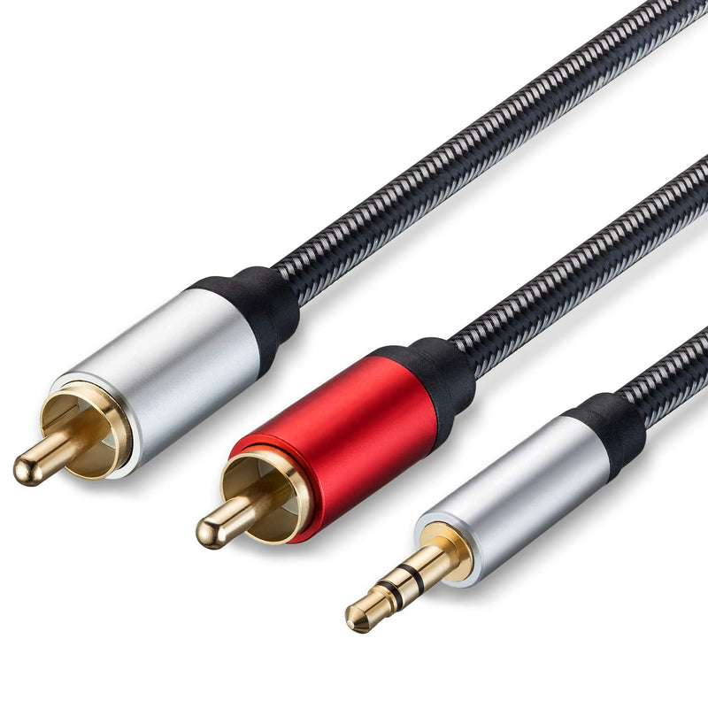 RCA Cable 40Ft, 3.5mm Male to 2RCA Male Stereo Audio Adapter Cable Nylon Braided AUX RCA Y Cord for Smartphones, MP3, Tablets, Speakers, HDTV and More(40Ft/12M) 40Ft/12M