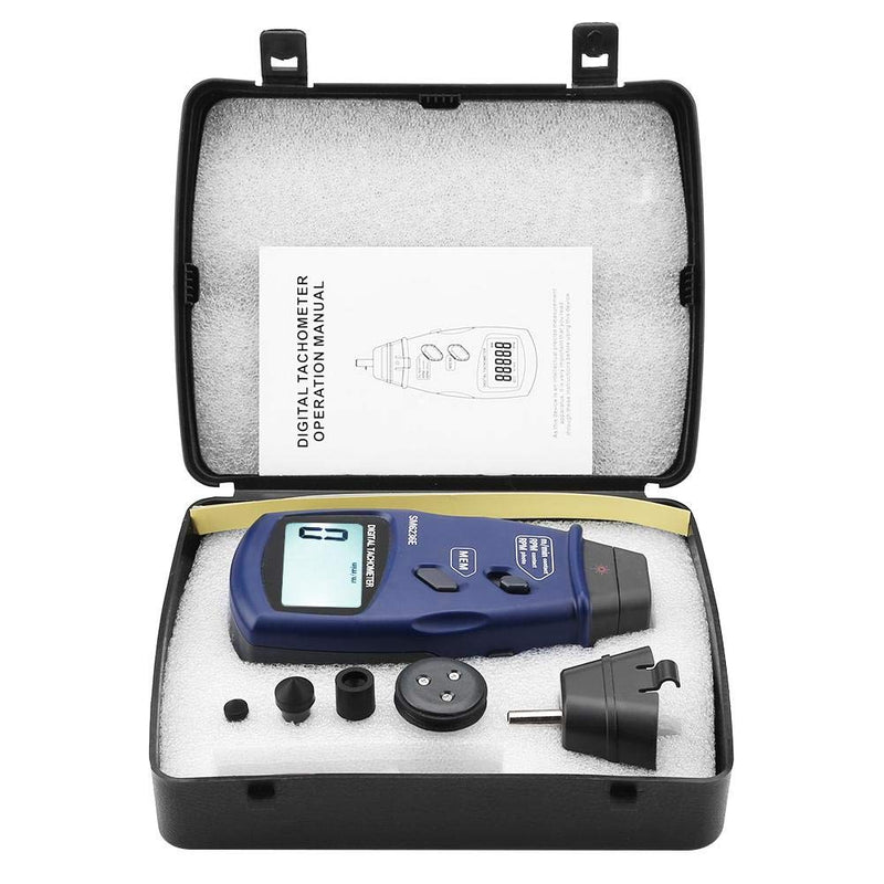Digital Tachometer, SM6236E Handheld Laser/Contact Tachometer 5 Digits 18 mm Digital LCD Tach Rotation Meter Tester Tachometer Kit
