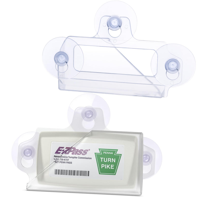NuBliss EZ Pass Holder for Windshield – Strong 3 Suction Cups Transponder Holder for Car – Fits EZPass Mini & iPass – UV & Water Resistant – Clear