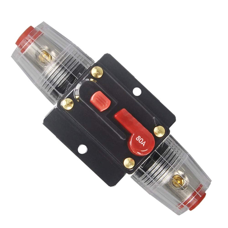 30A 40A 50A 60A 80A 100A 150A Audio Circuit Breaker Auto Car Stereo Inline Fuse Holders Inverter, Manual Reset 12V-24V DC for Automotive Marine Boat Audio System Protection (80A) WA80A