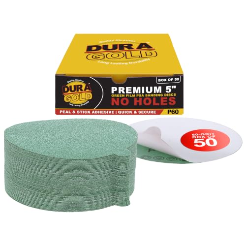 Dura-Gold Premium 5" Green Film PSA Sanding Discs - 60 Grit (Box of 50)