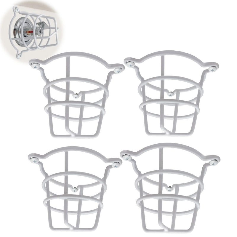 Happy Tree (4 Pack) White Fire Sprinkler Head Guard Cage Protector Cover for Both 1/2" & 3/4" Fire Head for Protecting Side Wall & Pendent & Flush Mount Head Fire Sprinkler Covers for Ceiling 4 Pack