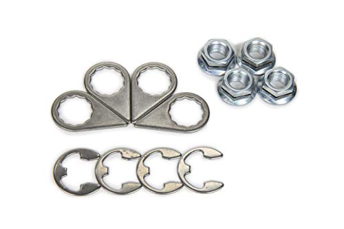 Fasteners Nut, Locking, 3/8-24 in Thread, Hex Head, Locking Clip, Steel, Nickel Plated, Set of 4